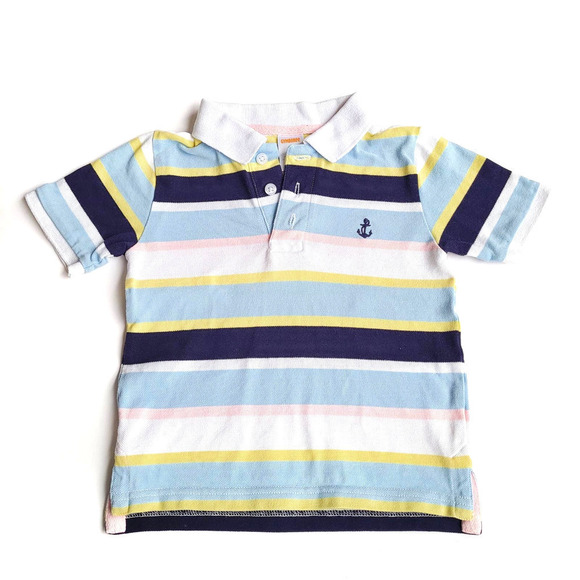Janie & Jack 3T Pique Polo Pink Blue Stripe Easter Spring - Picture 1 of 3